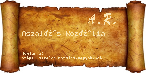 Aszalós Rozália névjegykártya
